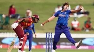 Julan koswami bowls against West Indies 