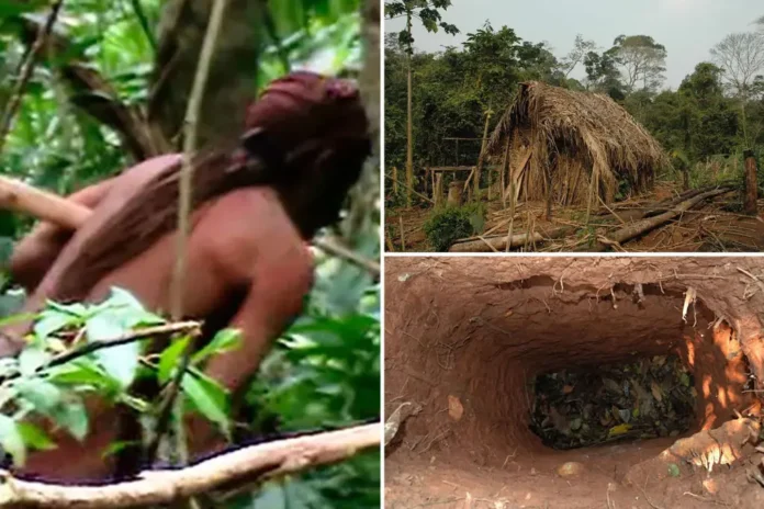 tribal man in amazon forest